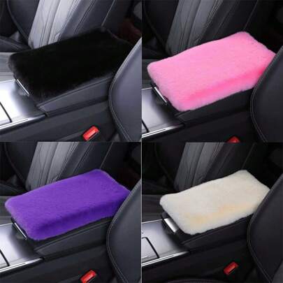 1 Pc Soft Plush Car Armrest Console Cover Cushion