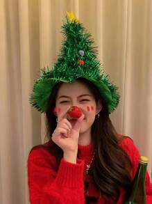 1Pc Mũ cây thông Noel Mũ Giáng sinh hình hành lá Đạo cụ chụp ảnh Mũ Giáng sinh, Đồ trang trí Giáng sinh, Đạo cụ hóa trang ngày lễ - Nhiều màu - Xem 2