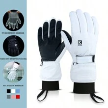 1 paio di guanti da sci professionali per uomo e donna, impermeabili, antivento, caldi, con fodera termica spessa, adatti per moto, motoslitta, sci e snowboard all'aperto, guanti invernali, scaldamani, guanti da neve