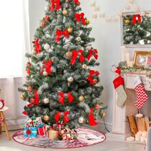 1 pièce Jupe pour sapin de Noël avec impression du Père Noël rose, bonhomme de neige et arbre de Noël. Décoration pour fête de Noël. Tapis de jupe de sapin de Noël, meilleur cadeau