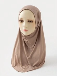 1 件女士柔软弹力莫代尔头巾，纯色多功能户外头带长袍配饰日常帽子女士面纱 - 彩色 - 查看 23