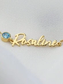 1pc Birthstone Bracelet, Personalized Birthstone Name Bracelet, Custom Birthstone Bracelet, Custom Name Bracelet, Personalized Initial Bracelet, 18K Gold Plated Jewelry, Comes With Elegant Gift Box. - Gold - View 6