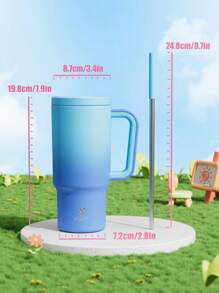 24oz Tumbler With Handle, Vacuum Insulated Stainless Steel Travel Mug And Straw, Vacuum Insulated Water Bottle, Insulated Cup, Reusable Stainless Steel Bottle - Keeps Drinks Cold Up To 24 Hours