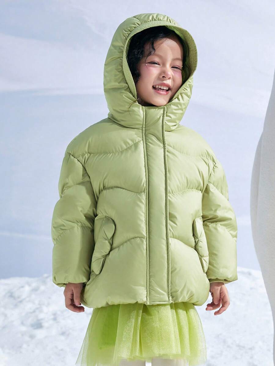 mini bala Girls Down Jacket Lightweight Warm Coat - Earthy Green - View 1