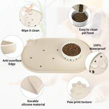 Pet Placemat Silicone Dog Cat Food Bowl Mat Paw Oval Pet Feeding Mat ,Waterproof Pet Feeding Mat And Easy To Clean Cat Dog Food Mat - View 5