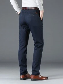 Quần dài đi làm đơn giản có túi màu trơn cho nam, mặc thường ngày - Màu xanh hải quân - Xem 4