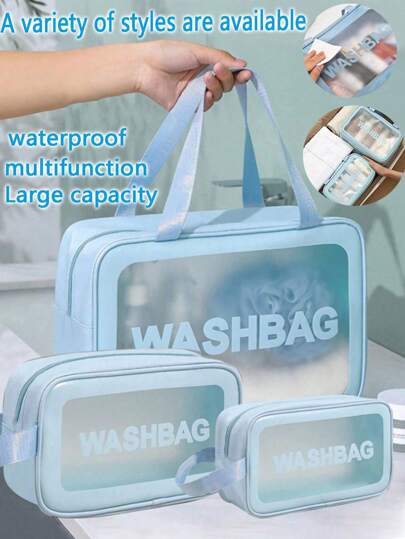 3/1 件 PVC 化妆包、便携式化妆品收纳包、旅行洗漱包、防水手提包、多用途行李包，适用于存放化妆刷、唇彩、口红、眉笔、眼影盘、牙膏、牙刷、化妆品、护肤品、指甲油、珠宝、香水、文具和数码产品夏季旅行、度假屋浴室装饰节日化妆品收纳浴室配件返校