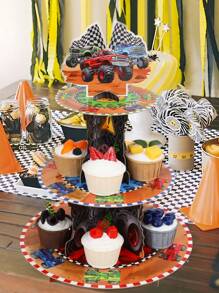 1pc Racing Truck Shaped Cake/Cupcake Stand, Racing Truck Theme Birthday Party Decor, Food Display Rack/Cupcake Stand - Multicolor - View 5