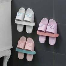 Wall Mounted Shoe Rack, Bathroom Hanging Slipper Holder, No Drilling Needed Storage Organizer, Toilet Towel Shelf Rack, Draining Shoe Rack - Multicolor - View 2