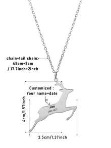 个性化 1 件英文名称和 1 件周年纪念日圣诞鹿项链，独特的配套珠宝礼物，适合圣诞节、感恩节、情人节、生日、周年纪念日、朋友、同学、毕业典礼、母亲节、高端家庭礼物 - 紅色聖誕禮盒 - 查看 5