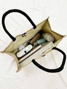 Túi vải lanh Tote, Bao gồm một túi vải lanh in và một túi nhỏ in, Túi vải lanh in chữ đơn giản, Túi xách vải lanh dung tích lớn, Túi quà đơn giản, Túi mua sắm thời trang đa năng, Túi đựng đồ vải lanh tri ân giáo viên thông thường, Túi đựng đồ vệ sinh cá nhân, Gói quà tặng được cá nhân hóa, Túi vải lanh vàng đen có khóa màu đen, Kết hợp túi nhỏ và túi lớn, Quà tặng Nana độc đáo, Quà tặng Lễ Tạ ơn tuyệt vời nhất cho gia đình - Màu Khaki - Xem 9