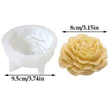 1 khuôn nến silicon hình hoa mẫu đơn 3D DIY làm nến thủ công, vật dụng làm nến, khuôn silicon tan chảy sáp, dùng để làm đồ thủ công bằng nhựa thạch cao, trang trí nhà cửa - trắng - Xem 2
