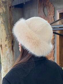 Warmer Fleece Ohrenschutz Fischerhut, Winter Winddichter Angelcap, modischer dicker einfarbiger lässiger eleganter bohemian Vintage Street-Style PET (Polyester) flauschiger Rand Warmer Winddichter Hut, Herbst Winter Halloween Halloween Deko