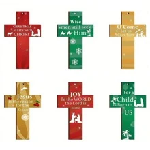 24 stuks hangende houten kruisdecoratie houten kruis kerststal ornament cadeau voor kerstmis familie en buiten, kerstdecoratie buiten, kerstcadeaus