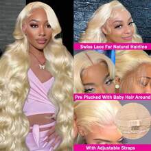 613 Body Wave Lace Front Human Hair Wig Brazilian Human Hair 613 Blonde HD Transparent Lace Frontal Human Hair Wig 180% Density Pre Plucked With Baby Hair For Women 28 Inch