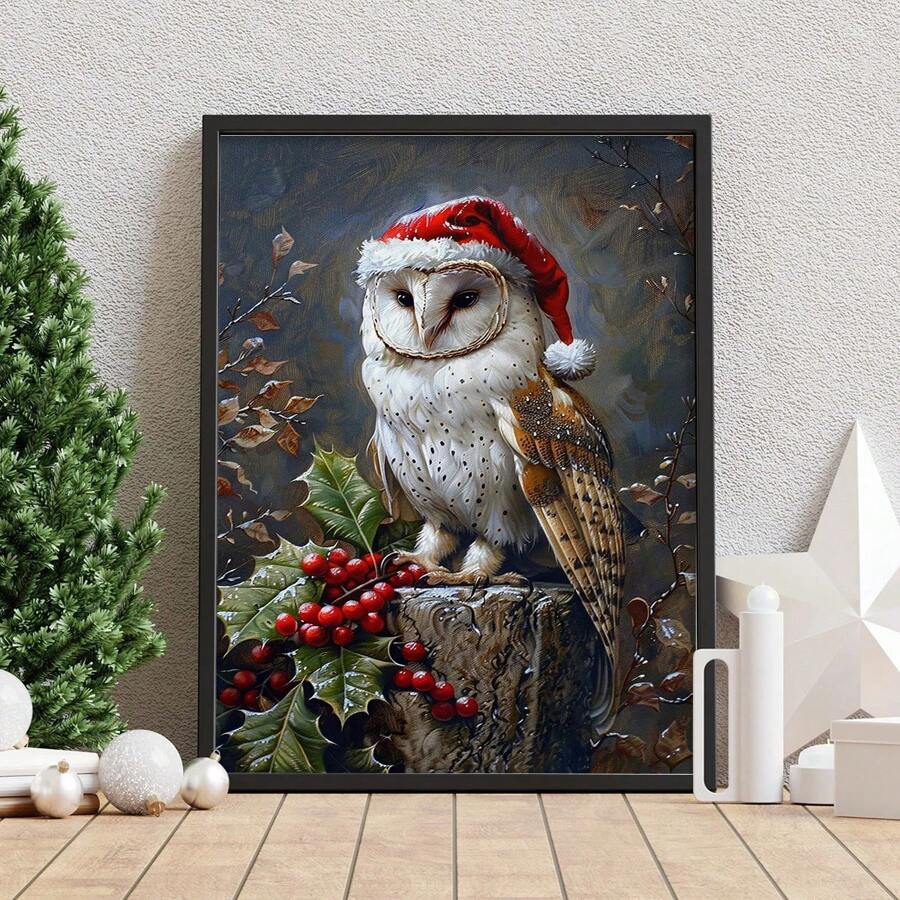 1 件 Bid Thee Well 圣诞猫头鹰圣诞墙饰可打印墙饰可打印节日动物爱好者圣诞礼物古怪节日，帆布墙海报，卧室客厅走廊装饰，墙壁海报墙艺术装饰壁画，家居装饰，海报艺术 - 彩色 - 查看 1