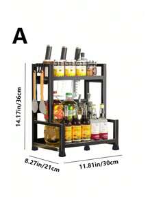 1 Piece Kitchen Spice Storage Rack, Chopstick And Knife Holder Countertop Multi-Functional Kitchenware Storage Rack Multi-Layer, Kitchen Spice Storage Rack Large Capacity, Oil, Salt, Sauce And Vinegar Storage Rack, Kitchen Countertop Chopping Board Pot Lid Storage Rack Black ✅Kitchen Storage Rack Is Perfect For Storing Sauces, Condiments, Cereals, Canned Goods, Salt And Pepper Grinders Or Household Items