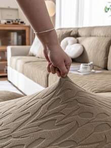 1pc 4-Season Stretch Sofa Cover, Modern Simple Anti-Slip Fully Wrapped Fabric Thick Sofa Cushion Cover, Machine Washable Dust-Proof Dirt-Resistant Colorfast, Home Decor Pet Friendly Protector, Suitable For Bedroom/Office/Living Room, L-Shaped And 1/2/3/4 Seats - Brown - View 7