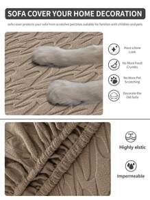 1pc 4-Season Stretch Sofa Cover, Modern Simple Anti-Slip Fully Wrapped Fabric Thick Sofa Cushion Cover, Machine Washable Dust-Proof Dirt-Resistant Colorfast, Home Decor Pet Friendly Protector, Suitable For Bedroom/Office/Living Room, L-Shaped And 1/2/3/4 Seats - Brown - View 9