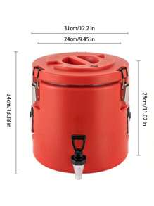 ZhdnBhnos LINSIE 10L/2.64gal 304 Stainless Steel Insulated Beverage Dispenser, Insulated Thermal Hot And Cold Beverage Dispenser With Faucet, Drink Dispenser For Hot Tea & Coffee, Cold Milk, Juice, Red The Best Gift/Present For Family&Friends Happy Christmas - 紅色 - 查看 10