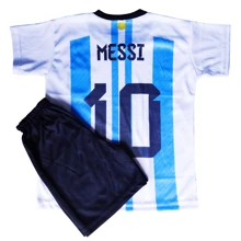 Kids Football Kit Set Shirt Shorts Team Game Training Championship - 藍色 - 查看 1