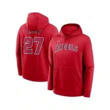 Nike Men's Mike Trout Red Los Angeles Angels Player Name Number Club Pullover Hoodie