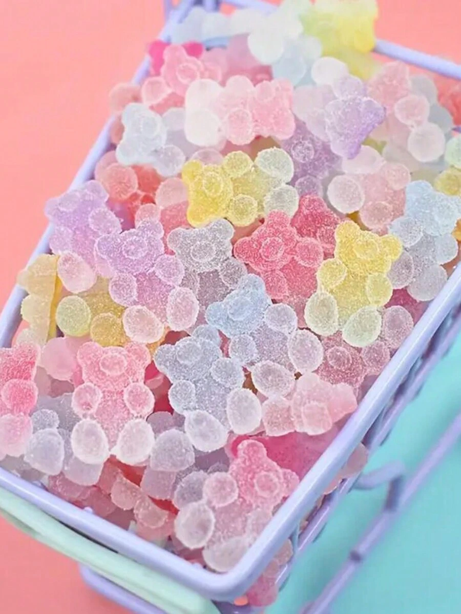 1 盒/50 个平背小熊软糖树脂饰品 50 个彩色迷你平背小熊软糖饰品,适用于美甲、珠宝制作和工艺品 美甲用品 指甲 美甲宝石 - 彩色 - 查看 1