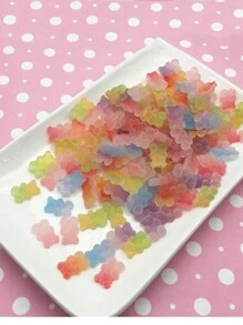 1 盒/50 个平背小熊软糖树脂饰品 50 个彩色迷你平背小熊软糖饰品，适用于美甲、珠宝制作和工艺品 美甲用品 指甲 美甲宝石 - 彩色 - 查看 4