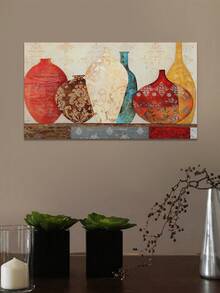 1 幅高清帆布印刷花卉花瓶油画花盆艺术现代客厅无框壁画 - 彩色 - 查看 2