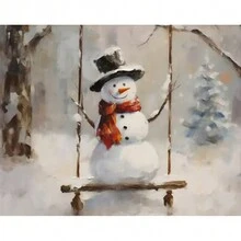 1 tấm vải Canvas trang trí tường Giáng sinh cổ điển nhẹ nhàng, trang trí nhà nông thôn, phong cảnh mùa đông, nghệ thuật ngày lễ, không khung - Nhiều màu - Xem 51
