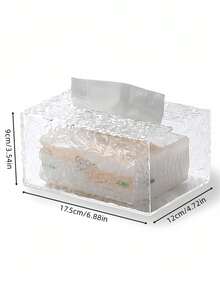 1 peça de capa transparente para caixa de lenços de papel, sem necessidade de perfuração, suporte para lenços faciais texturizados ondulados para parede, estojo de armazenamento doméstico para banheiro, sala de estar, mesa, escritório, papel-toalha de cozinha, decoração de banheiro, organizador de banheiro, decoração de outono, volta às aulas