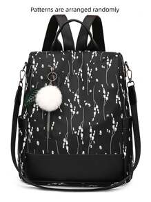 購買商品，輕便簡潔的肩背包，錢包，女士尼龍防水袋-適合媽媽外出旅行，可愛，受歡迎的帶毛球裝飾的休閒背包，適合女孩使用-防盜雙肩大容量包，適合各級畢業生，新生和年輕女性，適用於旅遊，購物，商務會議和初學者，附有掛飾 - 黑與白 - 查看 8