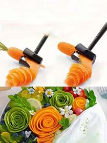 1个手动螺旋蔬菜切片器，一款紧凑易用的蔬菜去皮切片工具，适用于雕刻水果和蔬菜。