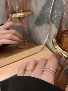 1 Bộ Nhẫn Hình Giọt Nước, Nhẫn Thiết Kế Thời Trang Cao Cấp - Vòng loại B - Xem 7