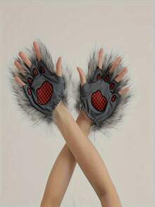 手套，半指长手套，创意化妆手套，适合节日派对，角色扮演手套，保暖手套 - 彩色 - 查看 3