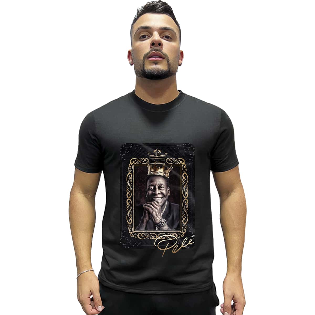Personalized T-Shirt Of The King Of Football Pelé Color: Black; Size: XL - 黑色 - 查看 1