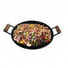 Large Plow Disc Pan Portions In General Wooden Handle 60cm Total - Black - View 3