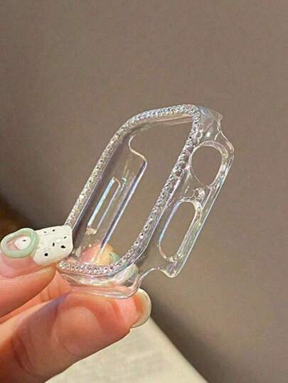 1 pieza Estuche protector de reloj inteligente con cristal transparente, decorado con cristales de imitación, hueco y brillante, compatible con Apple Watch 38/40/41/42/44/45/46/49mm, compatible con Apple Watch Series Ultra/SE/11/10/9/8/7/6/5/4/3/2/1
