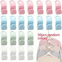 10 cái/30 cái/50 cái Móc khóa kết nối móc treo quần áo, Móc lưu trữ và phân loại tủ quần áo, Móc kết nối bằng nhựa, Móc giá phơi quần áo đa năng, Phụ kiện phòng ngủ ký túc xá, Vật dụng lưu trữ tiết kiệm không gian, Vật dụng tổ chức và lưu trữ gia đình - Nhiều màu - Xem 15