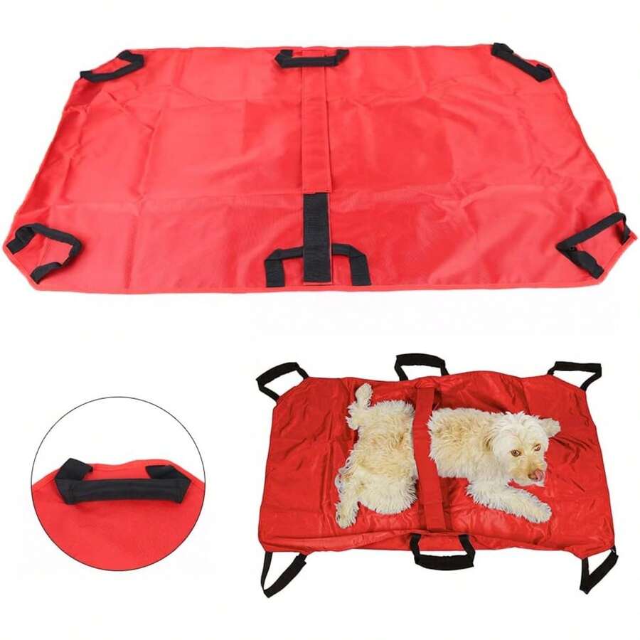 CNCEST Transport Stretcher For Dogs 110kg Load Emergency Pet Carrier With Strap Foldable Emergency Animal For Animal Medical Injury Rescue Disability - Red and Black - View 1