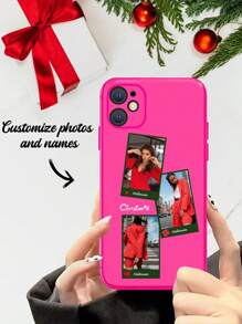 1pc Customized Christmas Fluorescent Shell Mobile Phone Case Compatible With Apple 16 15 14 13 12 11promax