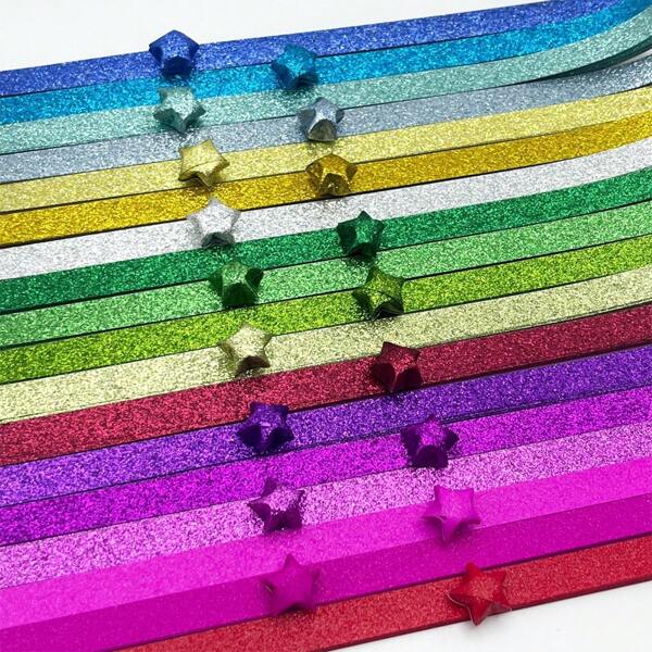 360 Sheets Sparkling Pink Star Folding Paper, 18 Color Lucky Star Creative Gift Decoration Crafts Back To School