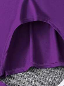 青少年女孩 3 件套春秋季服装套装：纯色连帽短款运动衫短款上衣和罗纹圆领短款吊带背心汗衫和松紧腰迷彩工装长裤，舒适柔软的青少年女孩秋季套装 - 紫色 - 查看 4