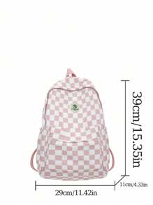 1pc Fashionable Multi-Function Bicolor Plaid Nylon Backpack, Waterproof Minimalist Schoolbag With Large Capacity, Suitable For Teens, Boys & Girls, Casual Travel