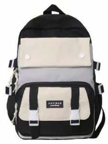 Large Capacity School Backpack For Women Students Waterproof Nylon - màu đen - Xem 1