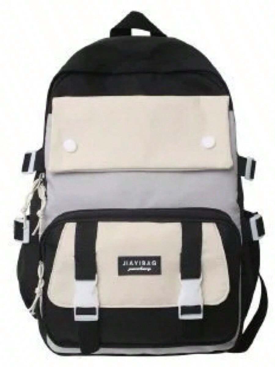 Large Capacity School Backpack For Women Students Waterproof Nylon - màu đen - Xem 1