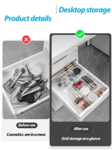 1 hộp đựng đồ để bàn tinh tế - Giỏ đựng mỹ phẩm trong suốt cho ký túc xá, hộp đựng son môi và phấn mắt, hộp đựng cọ trang điểm gọn gàng, kệ đa năng đựng đồ lặt vặt. - Trong sáng - Xem 5