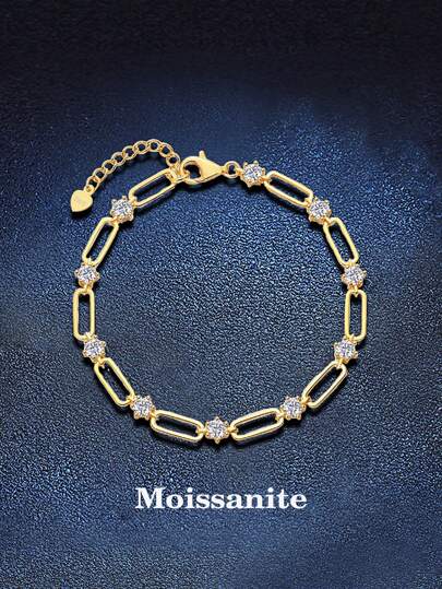 BLOVEMEE 1 件奢华多功能 925 银 3 克拉莫桑石手链，适合女性日常佩戴、高端派对和节日配饰、情人节、圣诞节、万圣节礼物