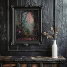 1pc Unframed Gothic Style Black Swan Art Retro Poster Dark Academia Moody Vintage Painting Canvas Print Wall Picture Ideal Gift For Dorm,Apartment,Living Room,Bedroom,Home Decoration