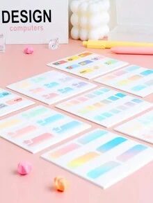 180/90/60 cái, Nhãn dán hoạt hình, Giấy ghi chú, Nhãn màu chuyển sắc, Giấy ghi chú hình ngôi sao, Giấy ghi chú trong suốt, Nhãn dán có thể ghi, Trường học, Đồ dùng văn phòng - Nhiều màu - Xem 8